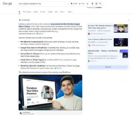 google ai overview results